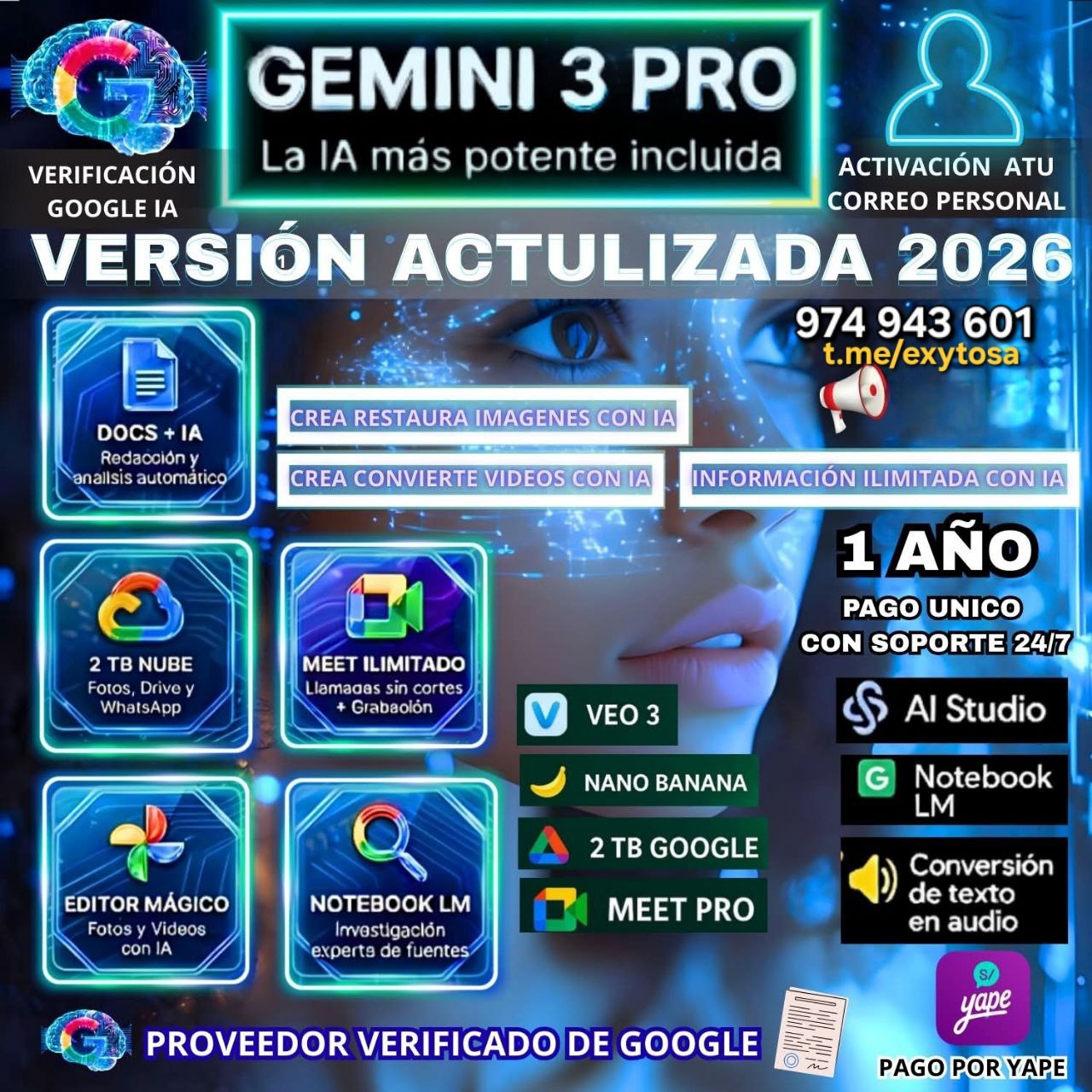 G00gle 0ne Gemini Pr0 2TB por 1 Año
