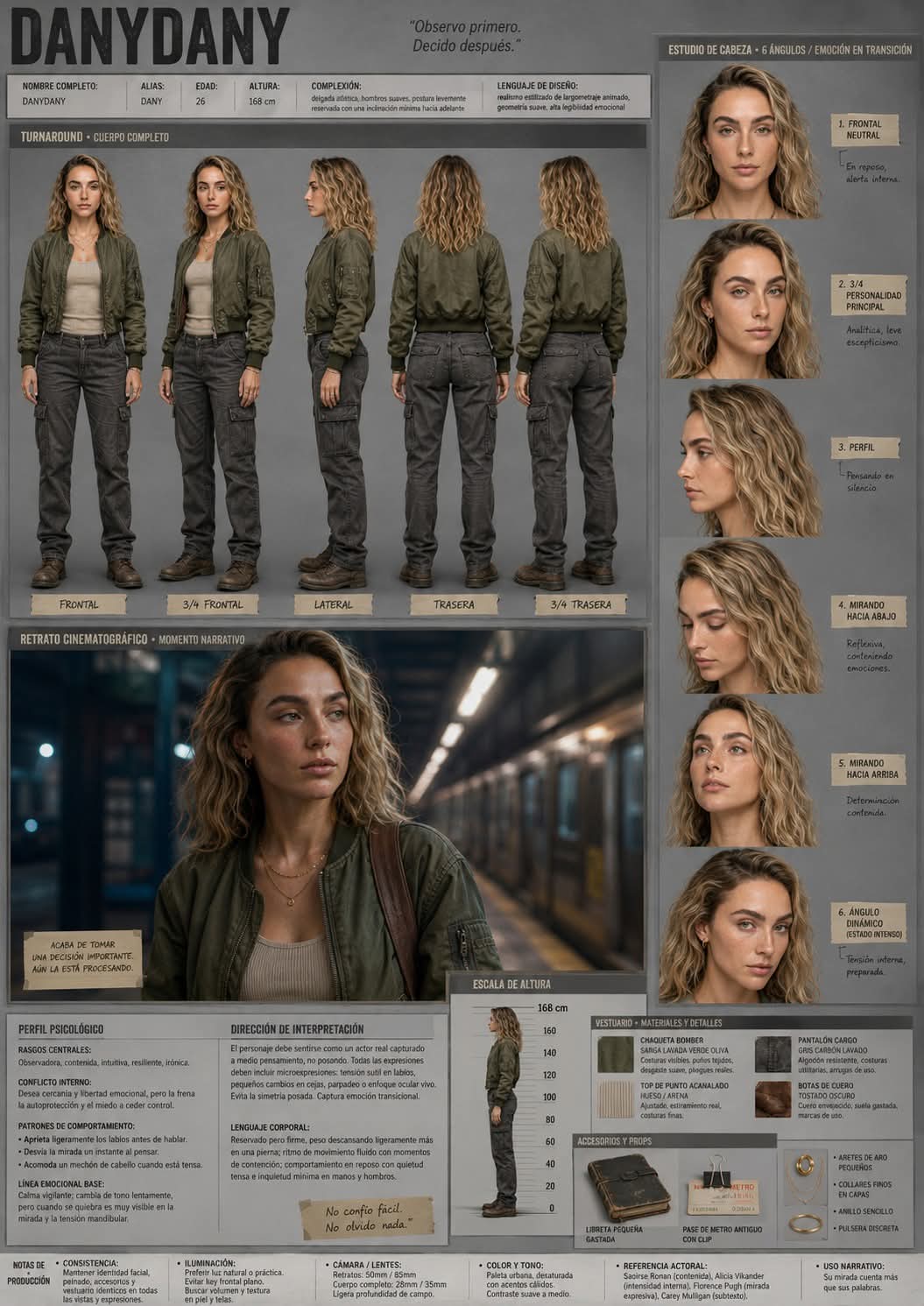 prompt para hacer estas hojas de personaje  cine